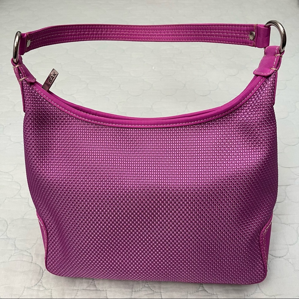 The Sak Purple Hobo-style Canvas Shoulderbag with Leather Trim